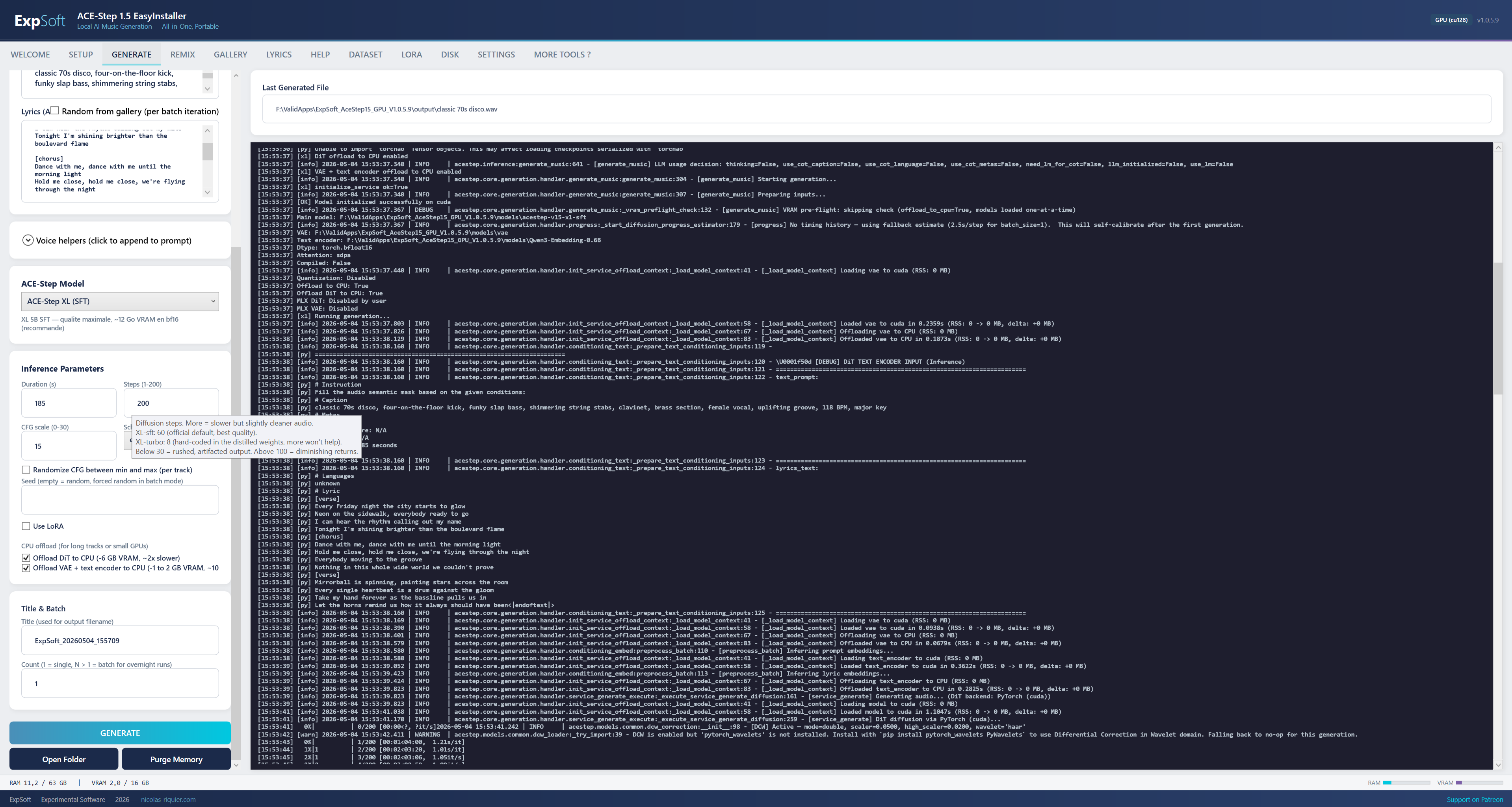 Generate Tab