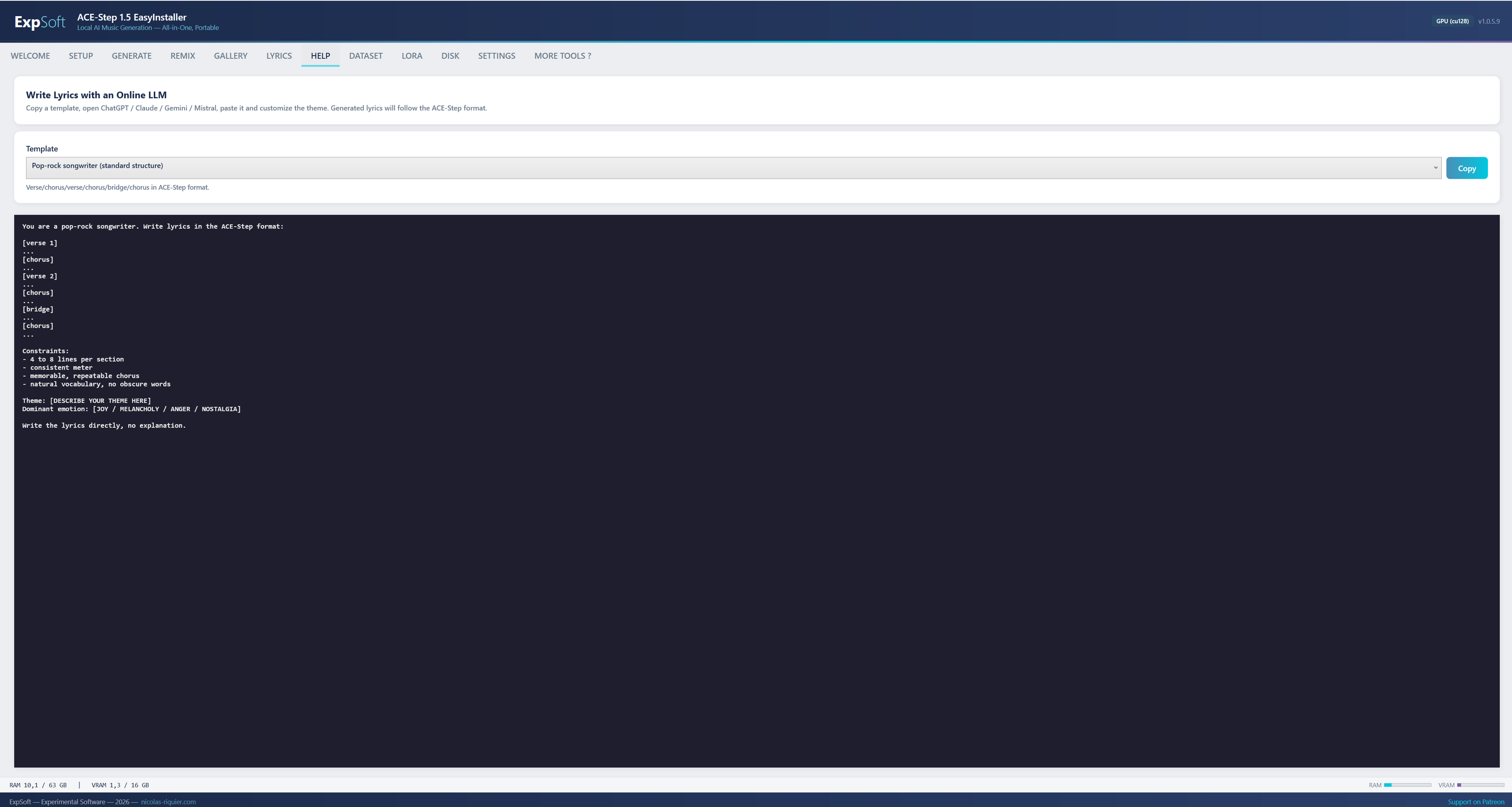 Help Tab