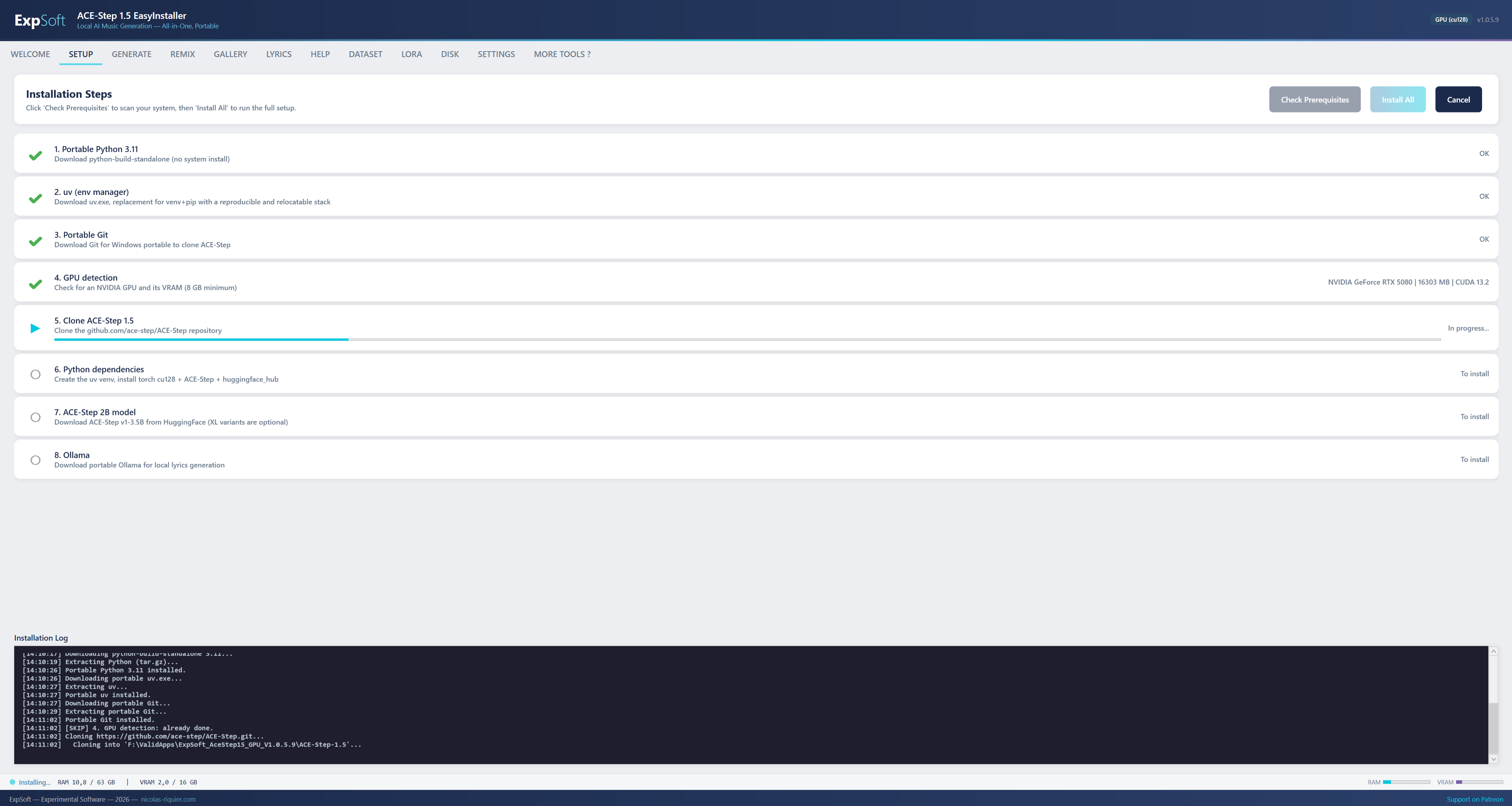 Setup Tab