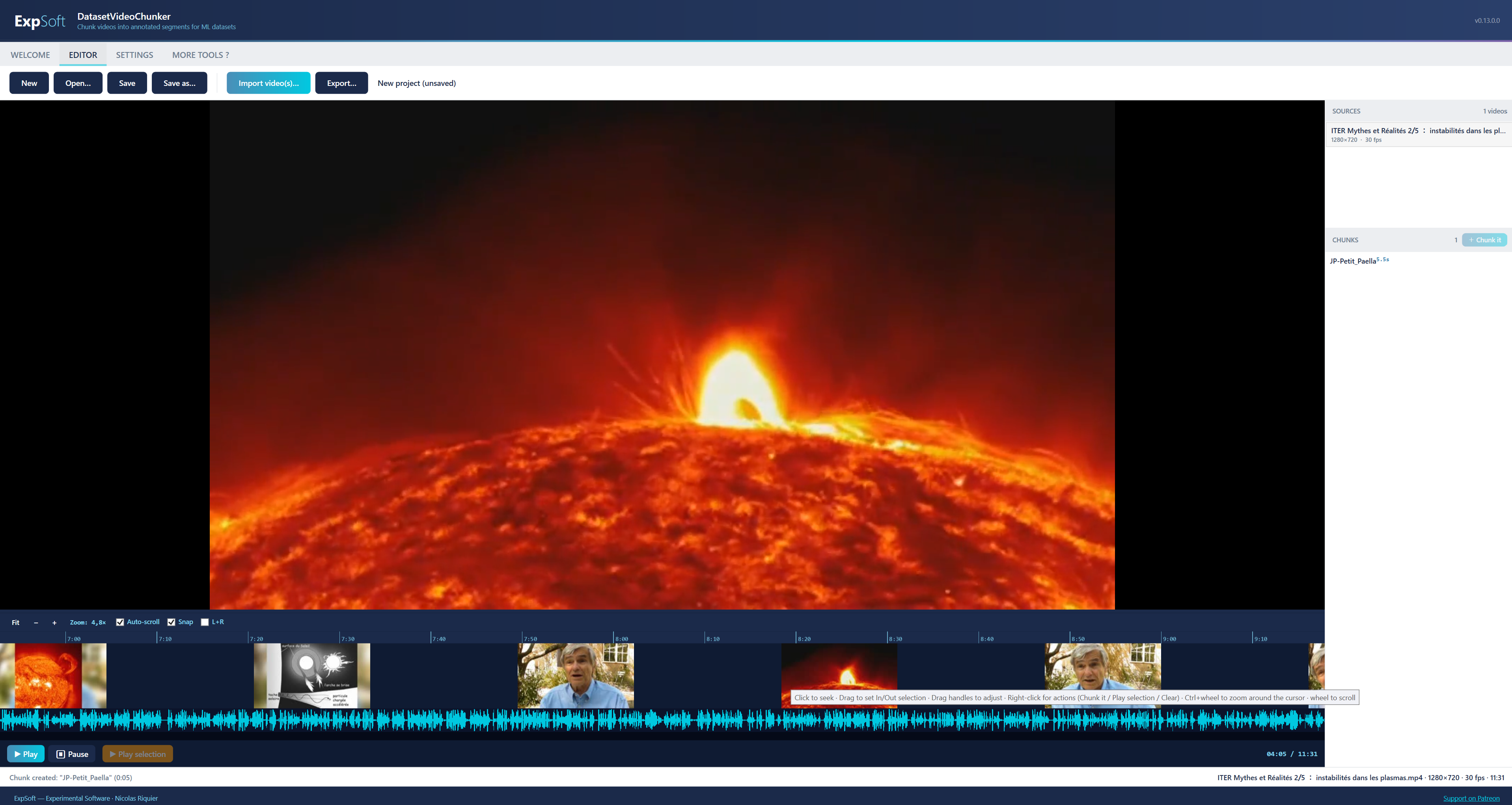 ExpSoft DatasetVideoChunker