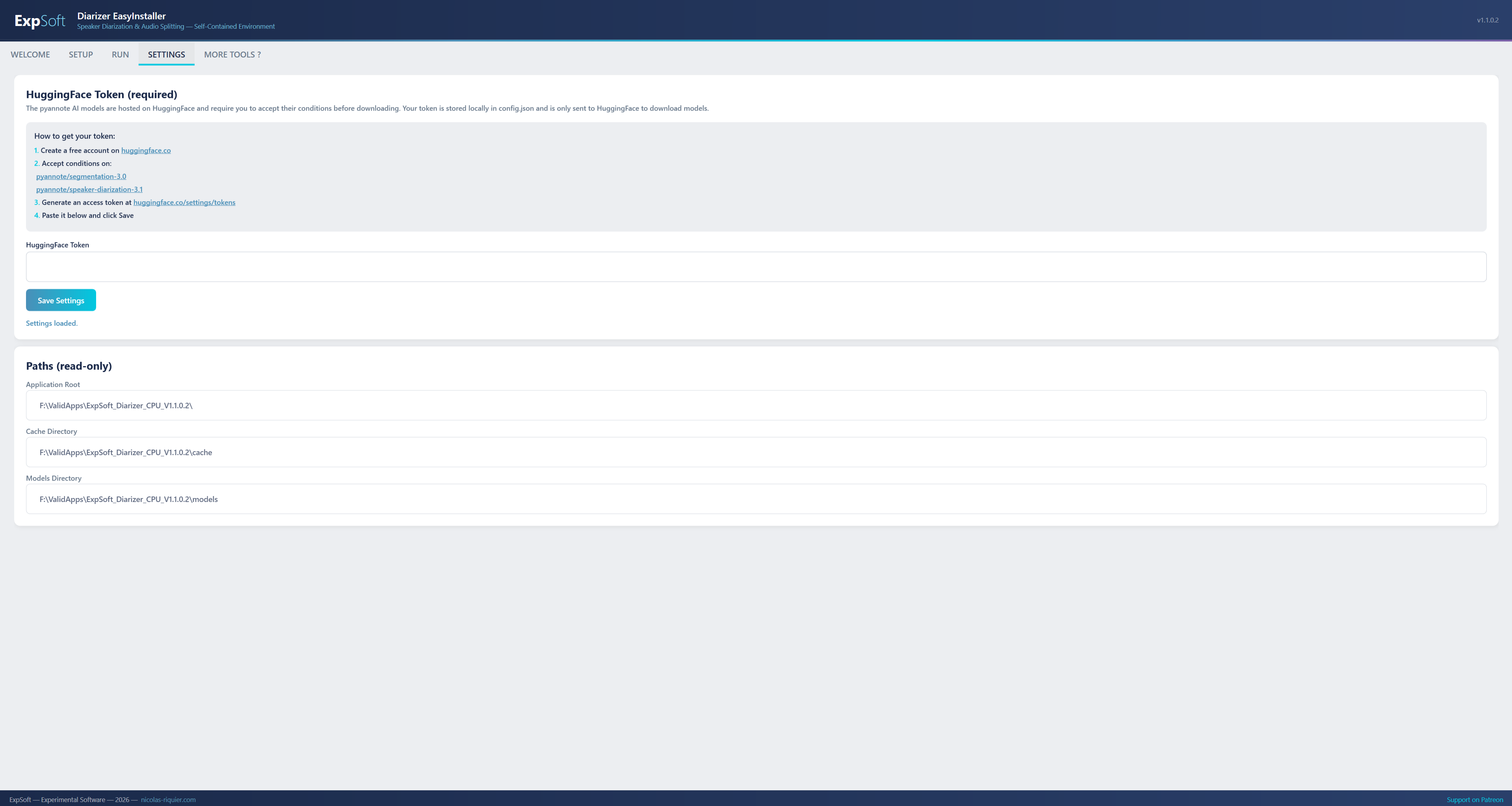 Settings Tab