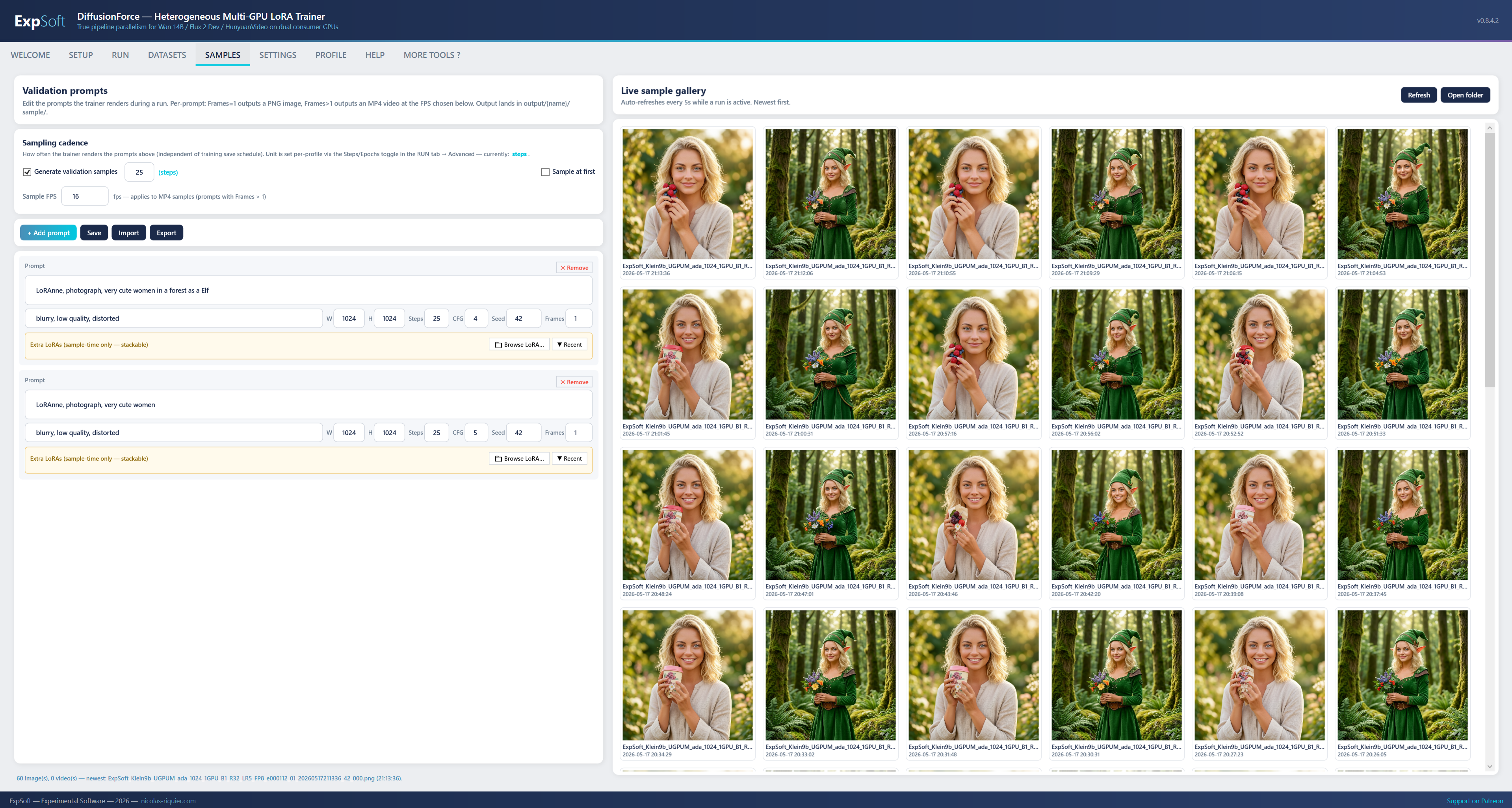 Samples tab
