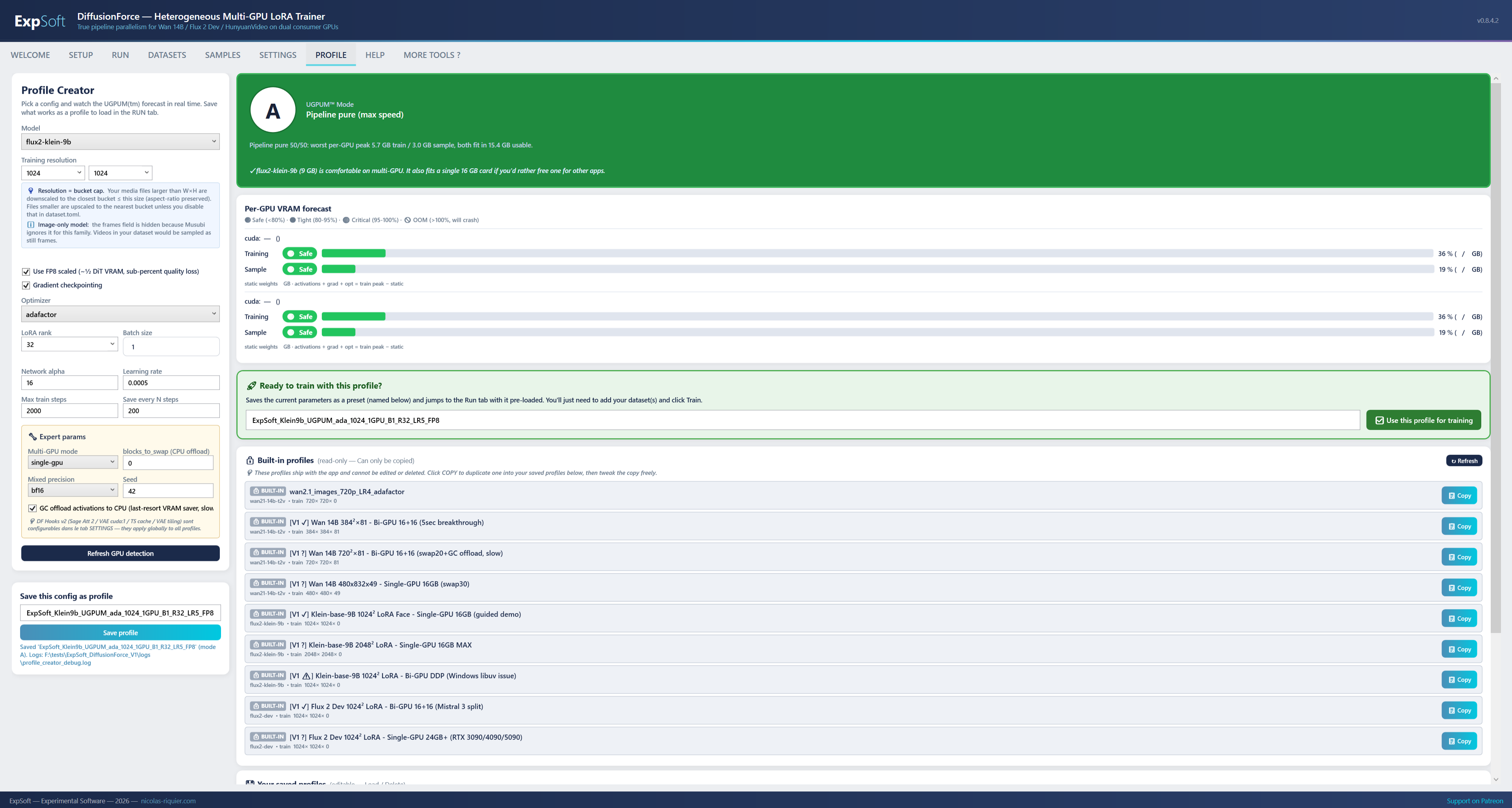 Profile Maker tab