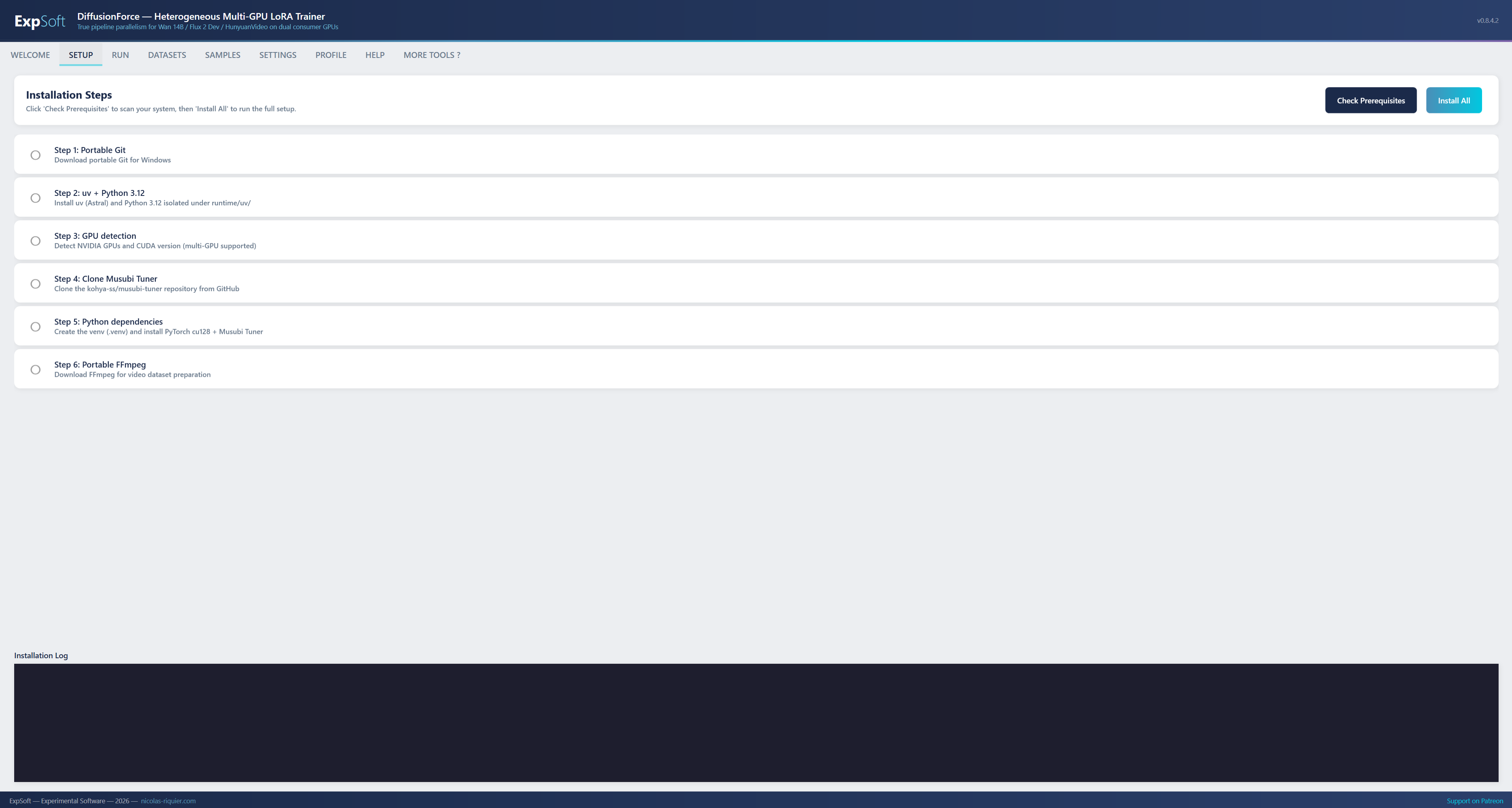 Setup tab