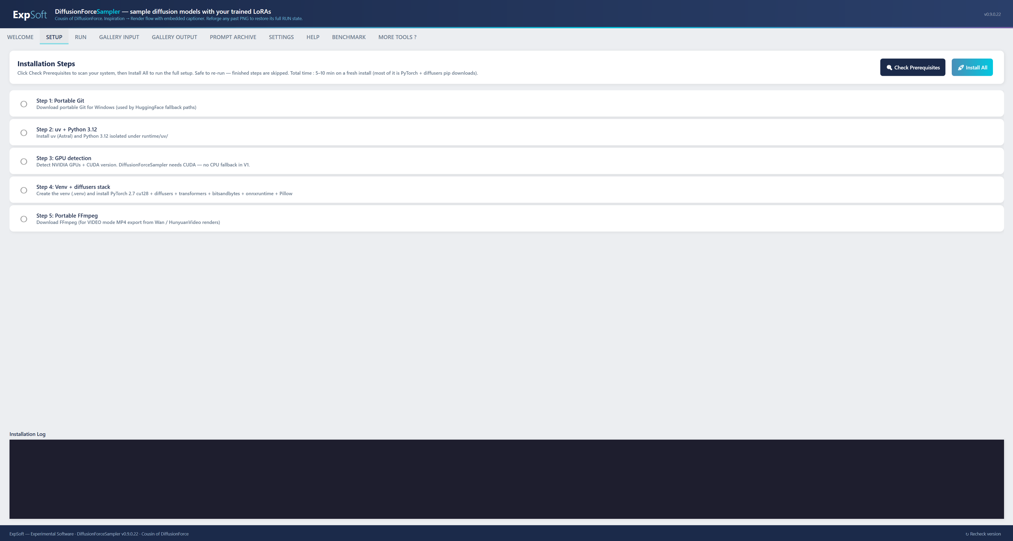 Setup tab